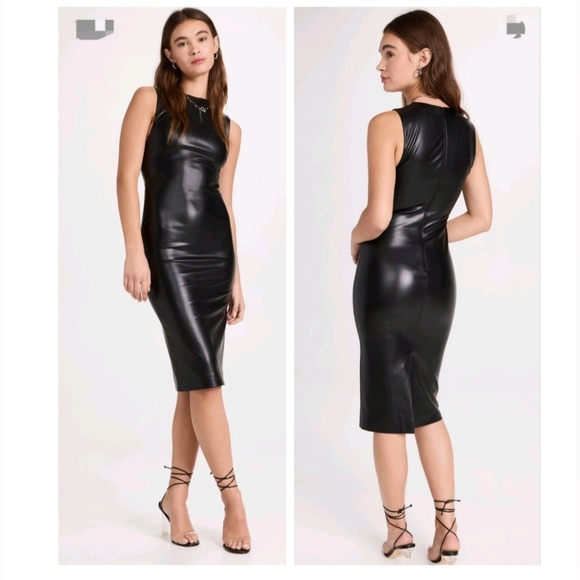 ALICE + OLIVIA DELORA VEGAN LEATHER SLEEVELESS MIDI DRESS SIZE 2 - Picture 11 of 16